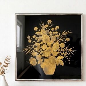 Gold Floral Vase Framed Wall Art